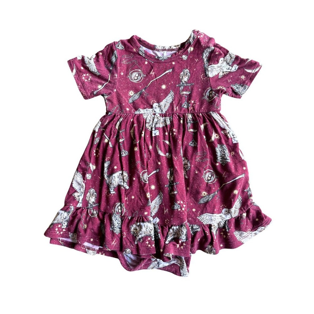Posh Peanut Harry Potter Gryffindor Hedwig Twirl‎ Dress Burgundy 12-18M